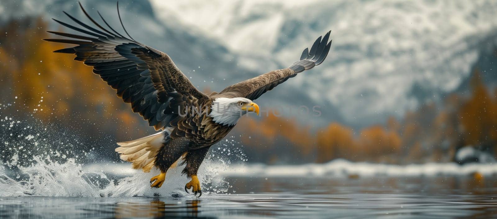 Accipitridae bird soars over liquid, beak and wing gliding gracefully by richwolf