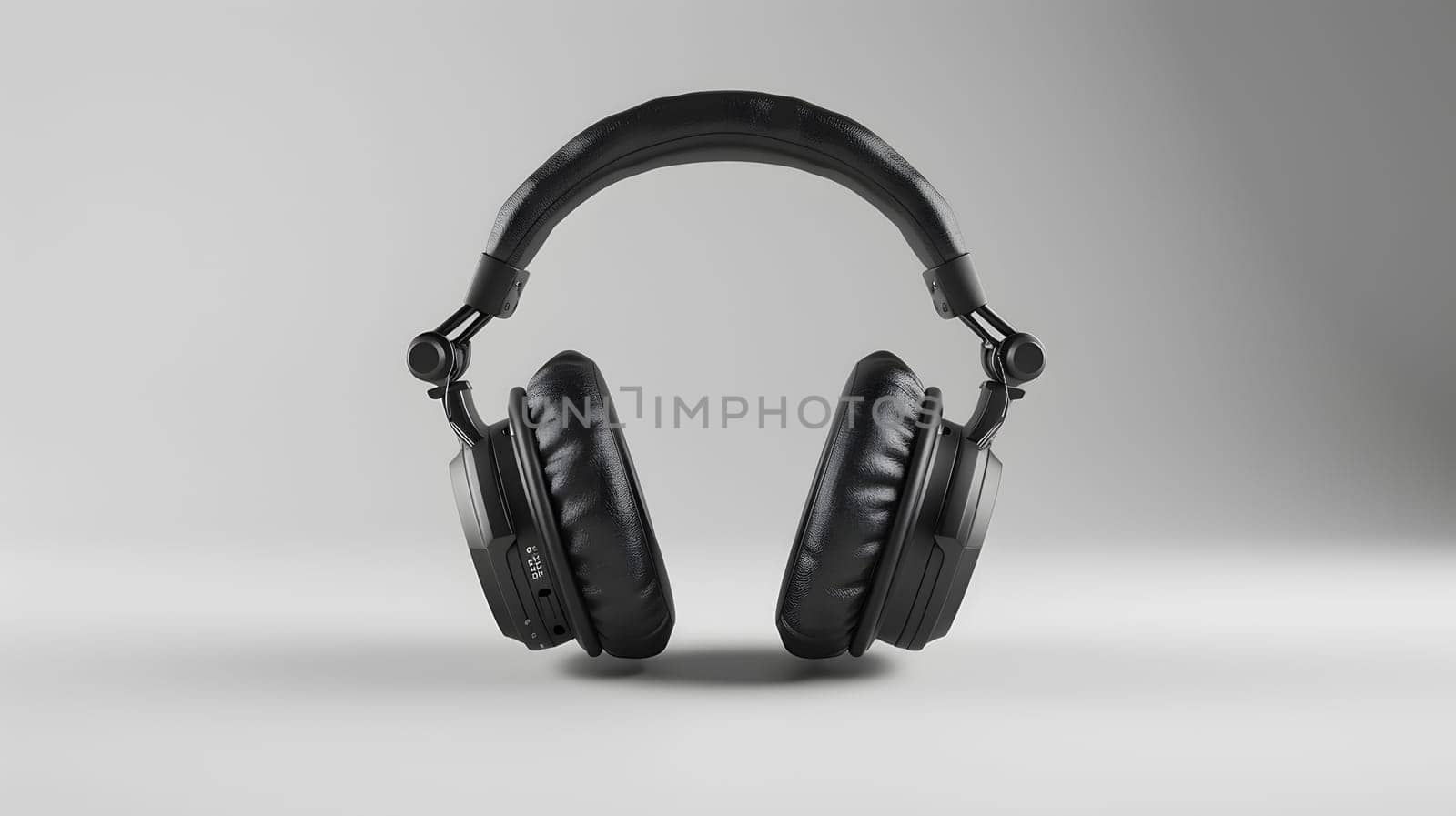 Fashion accessory A pair of black headphones on white surface by Nadtochiy