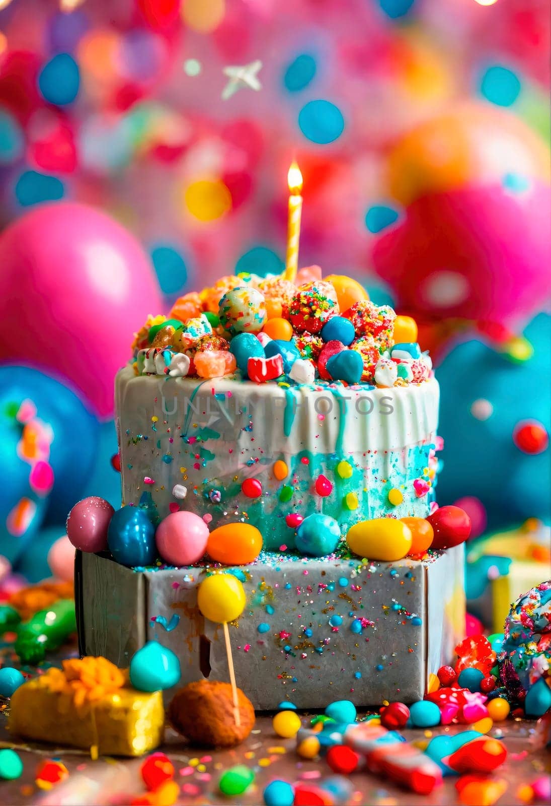 candy sweets and birthday cake. selective focus. by yanadjana