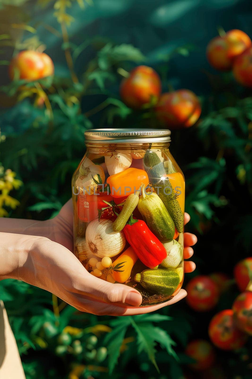 a can of canned vegetables in hands. selective focus. by yanadjana
