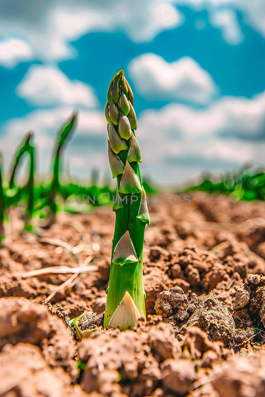 asparagus grows in the garden. selective focus. by yanadjana