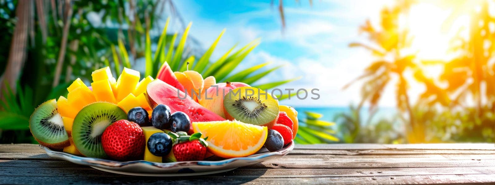 tropical fruits against the sky. selective focus. by yanadjana