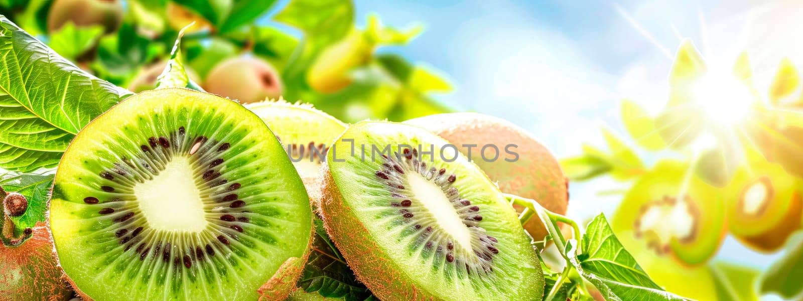 kiwi on a background of palm trees and sky. selective focus. nature.