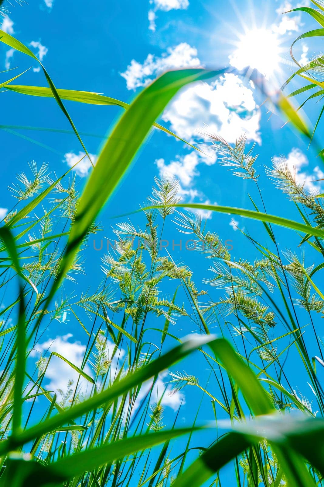 grass against the sky. selective focus. by yanadjana