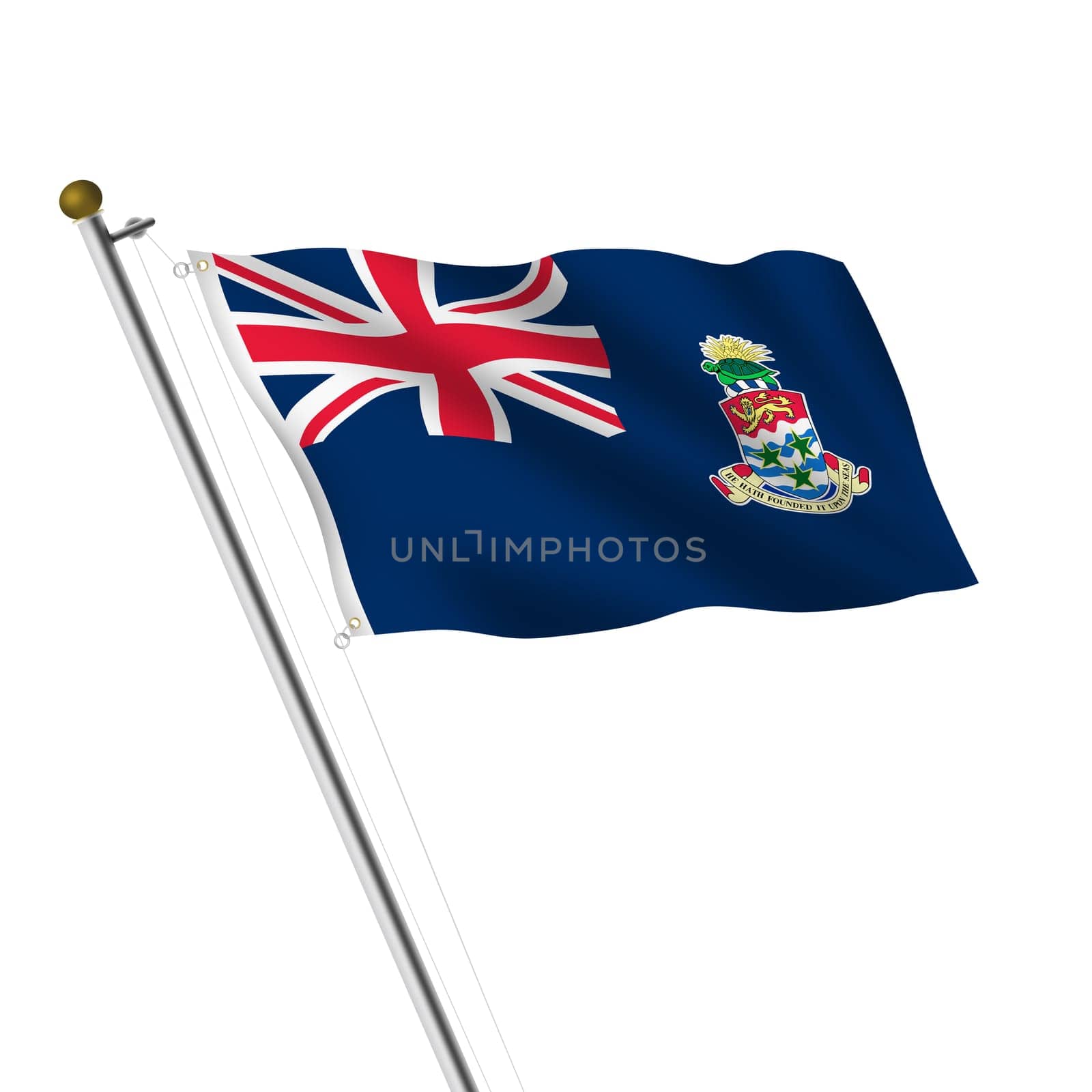 A Cayman Islands Flagpole 3d illustration on white with clipping path by VivacityImages