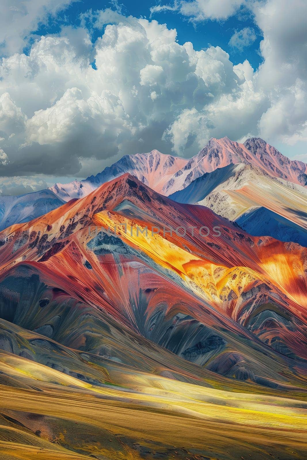 Painting beautiful mountains drawing. Selective focus. by yanadjana