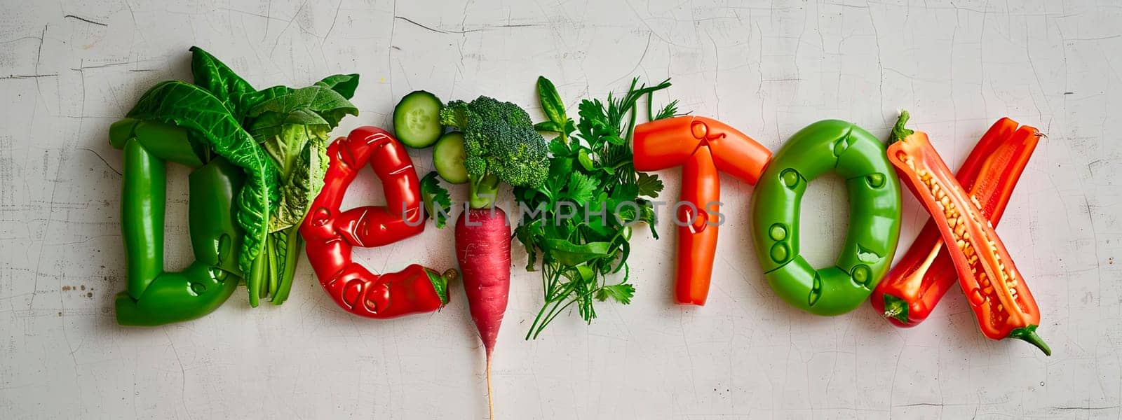 words detox from vegetables. selective focus. by yanadjana