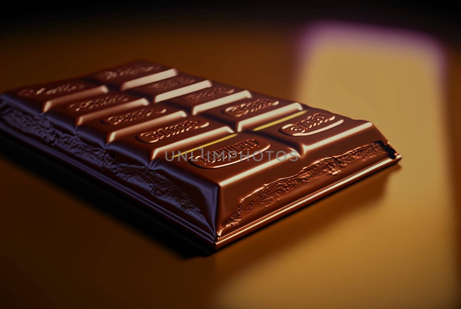 Chocolate bar on the table with the lights