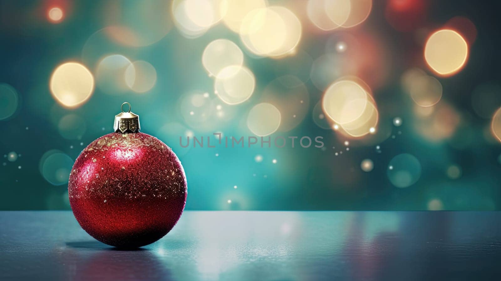 Christmas ball for the holiday tree. Shiny bauble for winter Xmas holidays. Generated AI