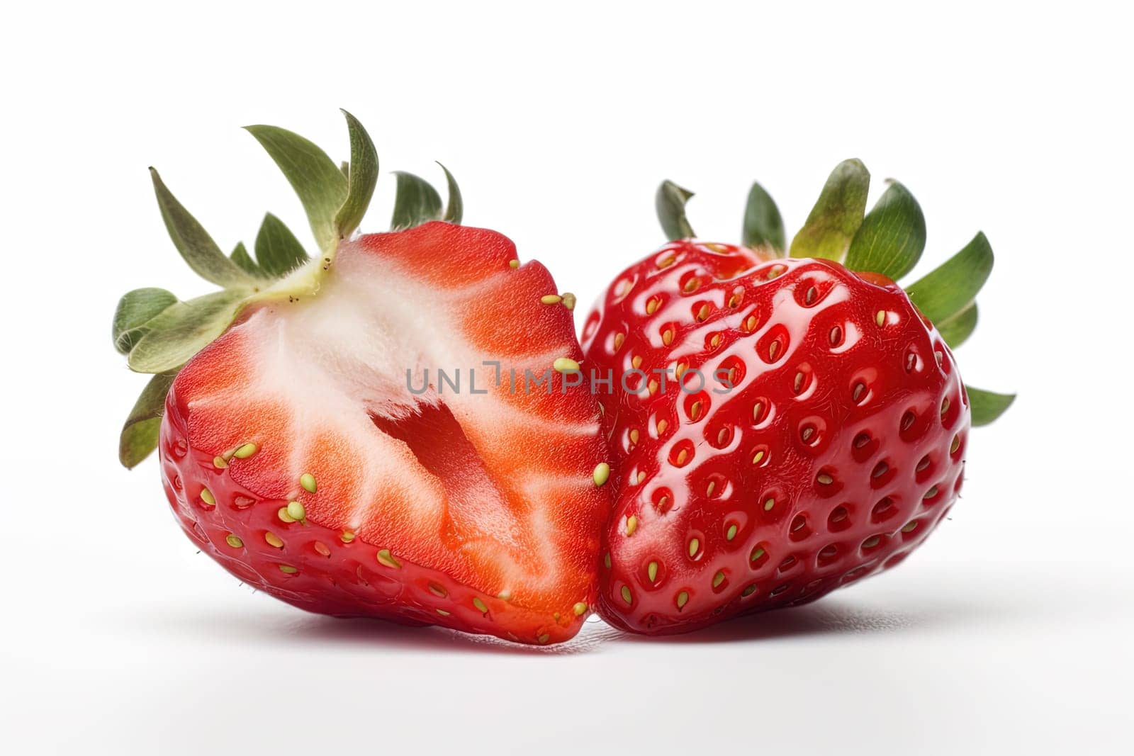 Strawberry on background. Juicy red berry, fresh and sweet. Generated AI