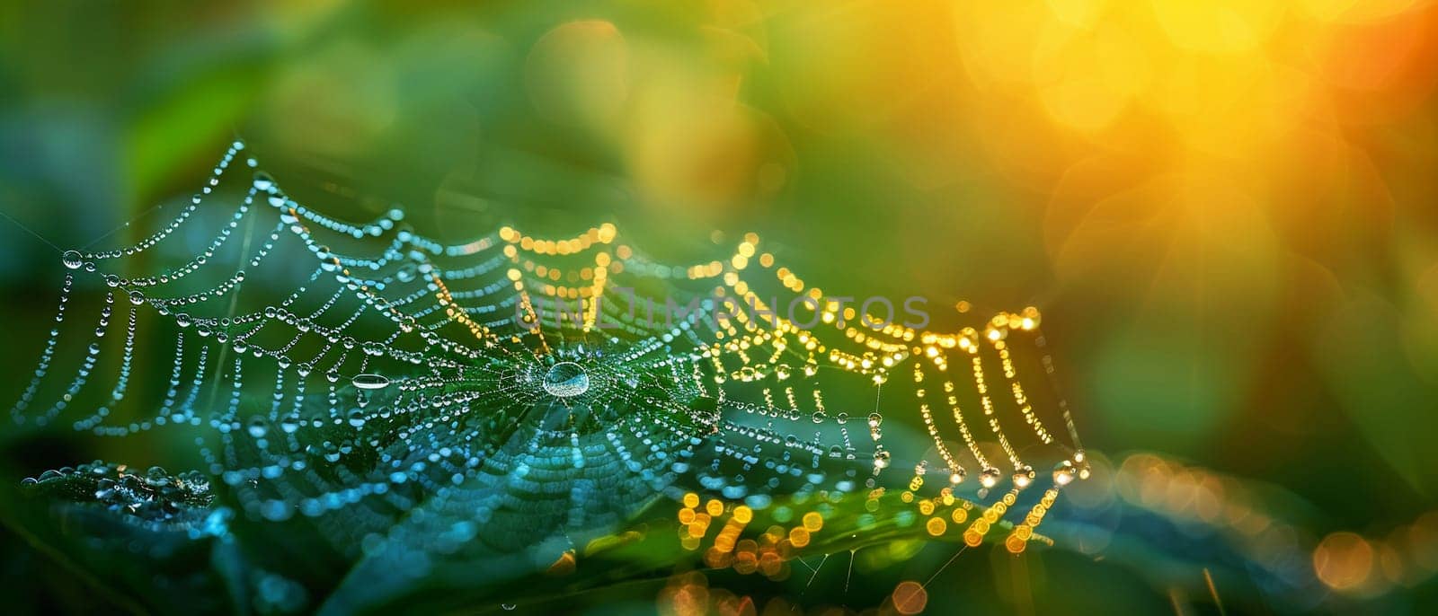 Close-up of water droplets on a spider web, illustrating nature's delicate balance.