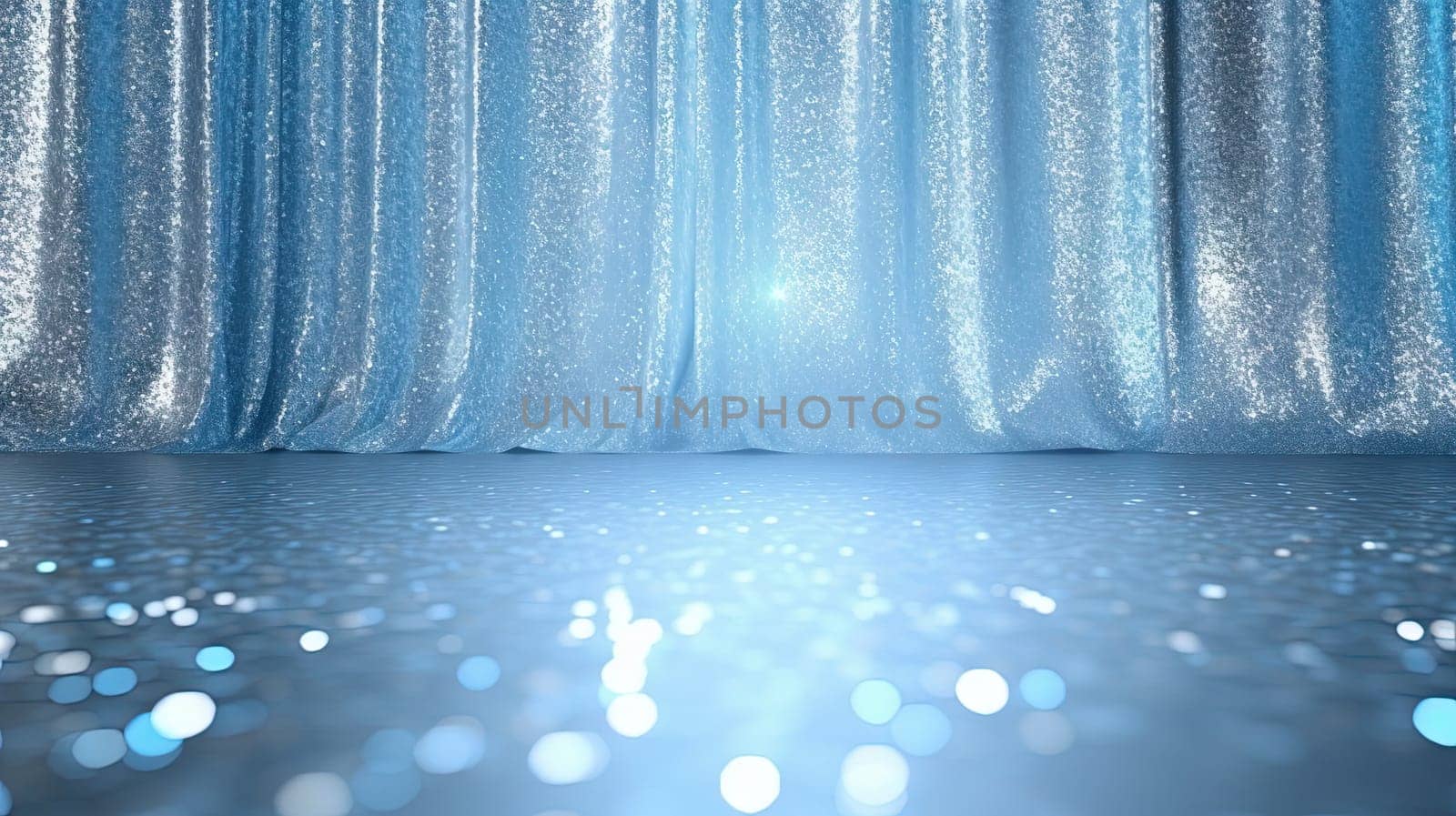 Abstract shiny background with blue glitter. Scattered confetti sparkles with light blue pastel color. Generated AI. by SwillKch