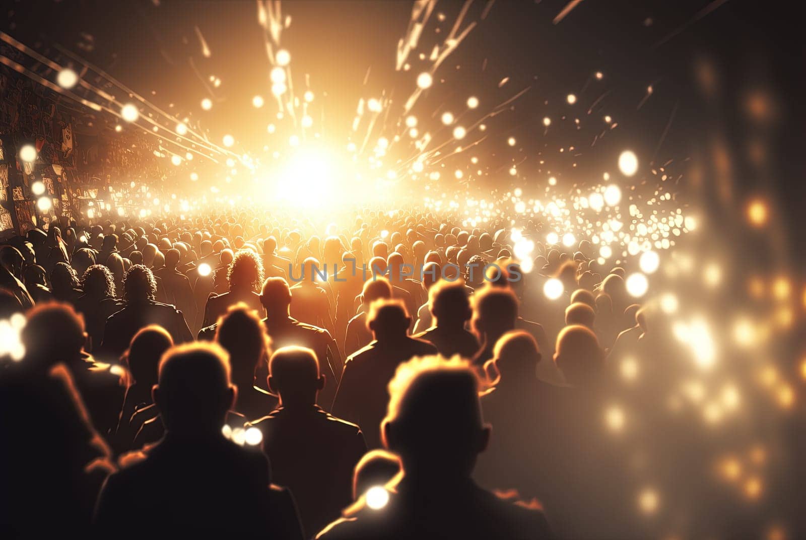 Party people on the show. Night club with lights and dancing people. Party crowd. Generated AI