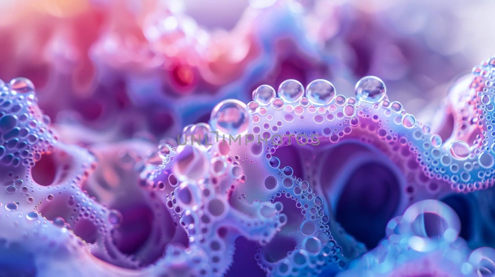 A close up of a colorful abstract painting with bubbles