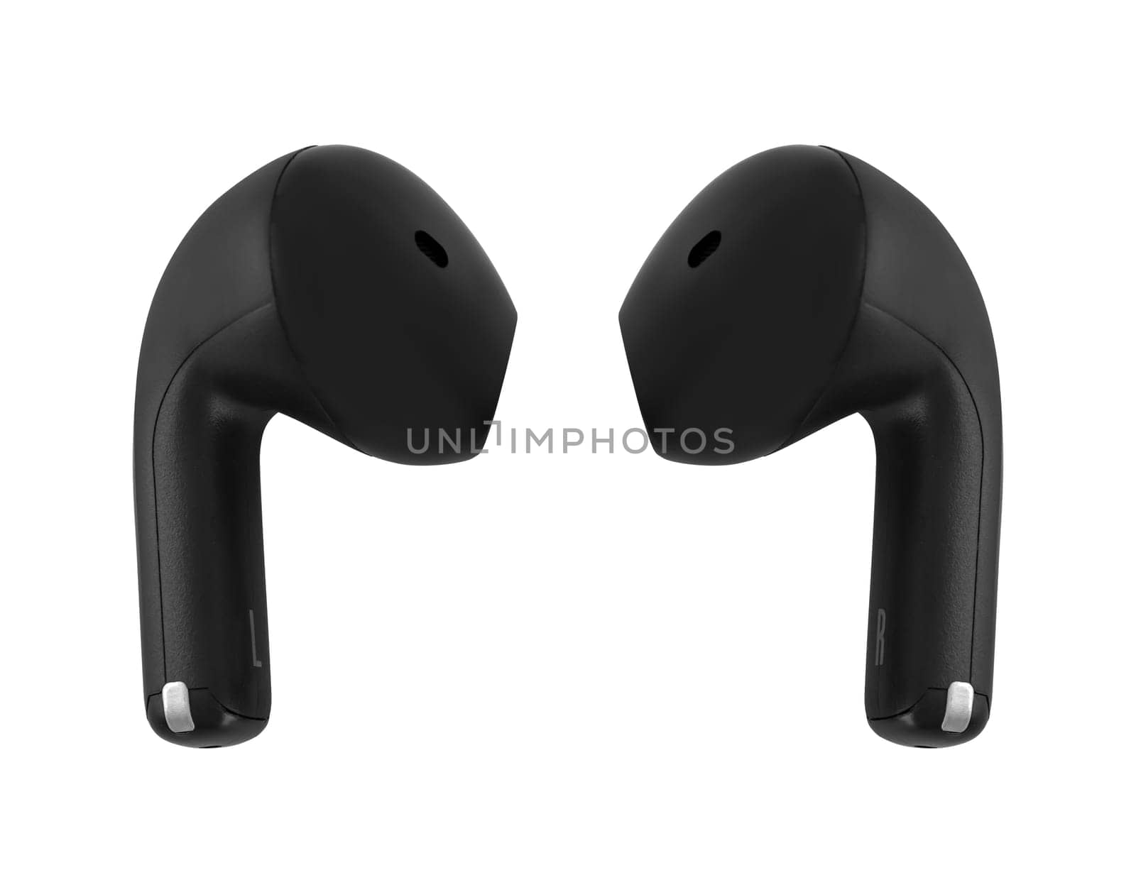 Wireless acoustic headphones, phone accessory, on white background in isolation