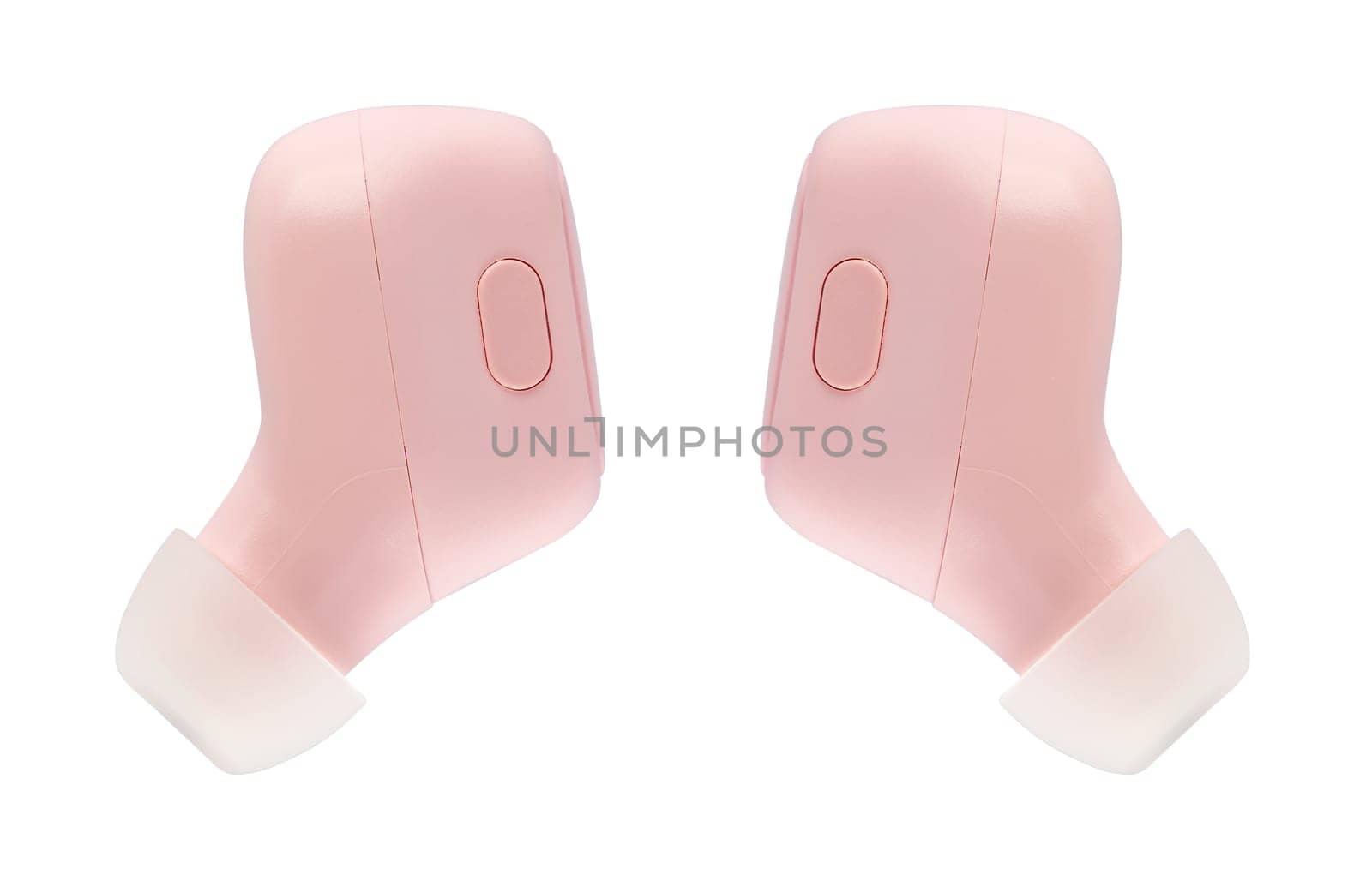 Wireless acoustic headphones, phone accessory, on white background in isolation