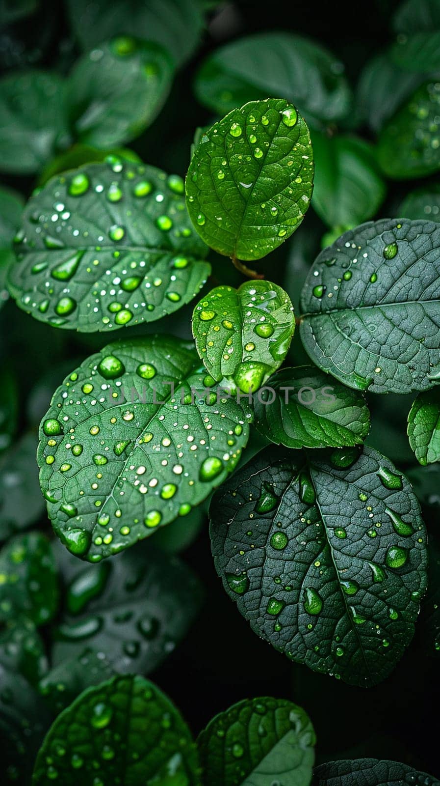 Glossy rain-soaked leaves in a forest by Benzoix