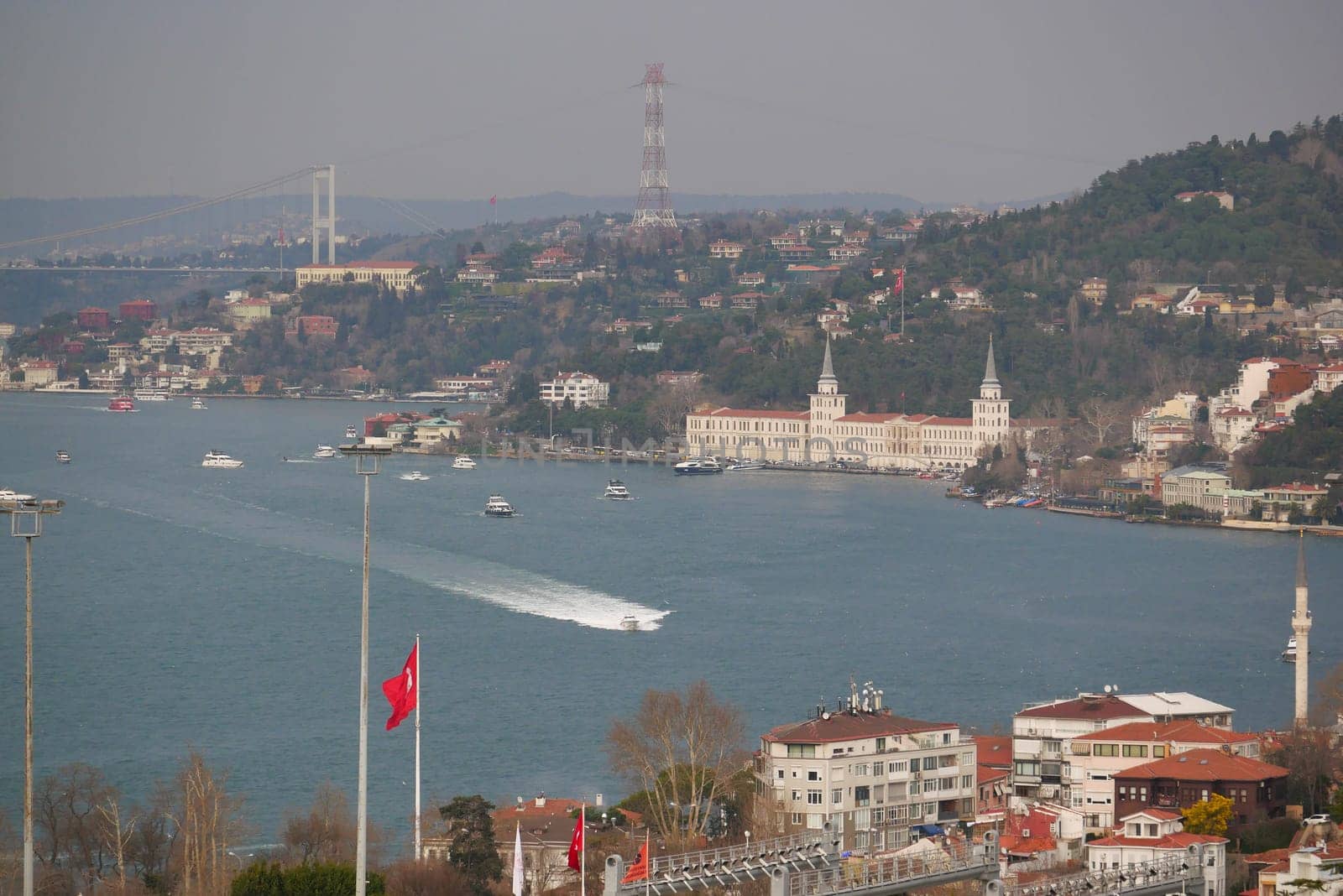 ferryboat sail on the Bosphorus river in istanbul .