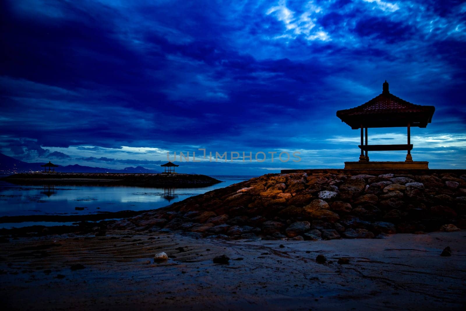 Indonesian Pavilion during sunrise during low tide