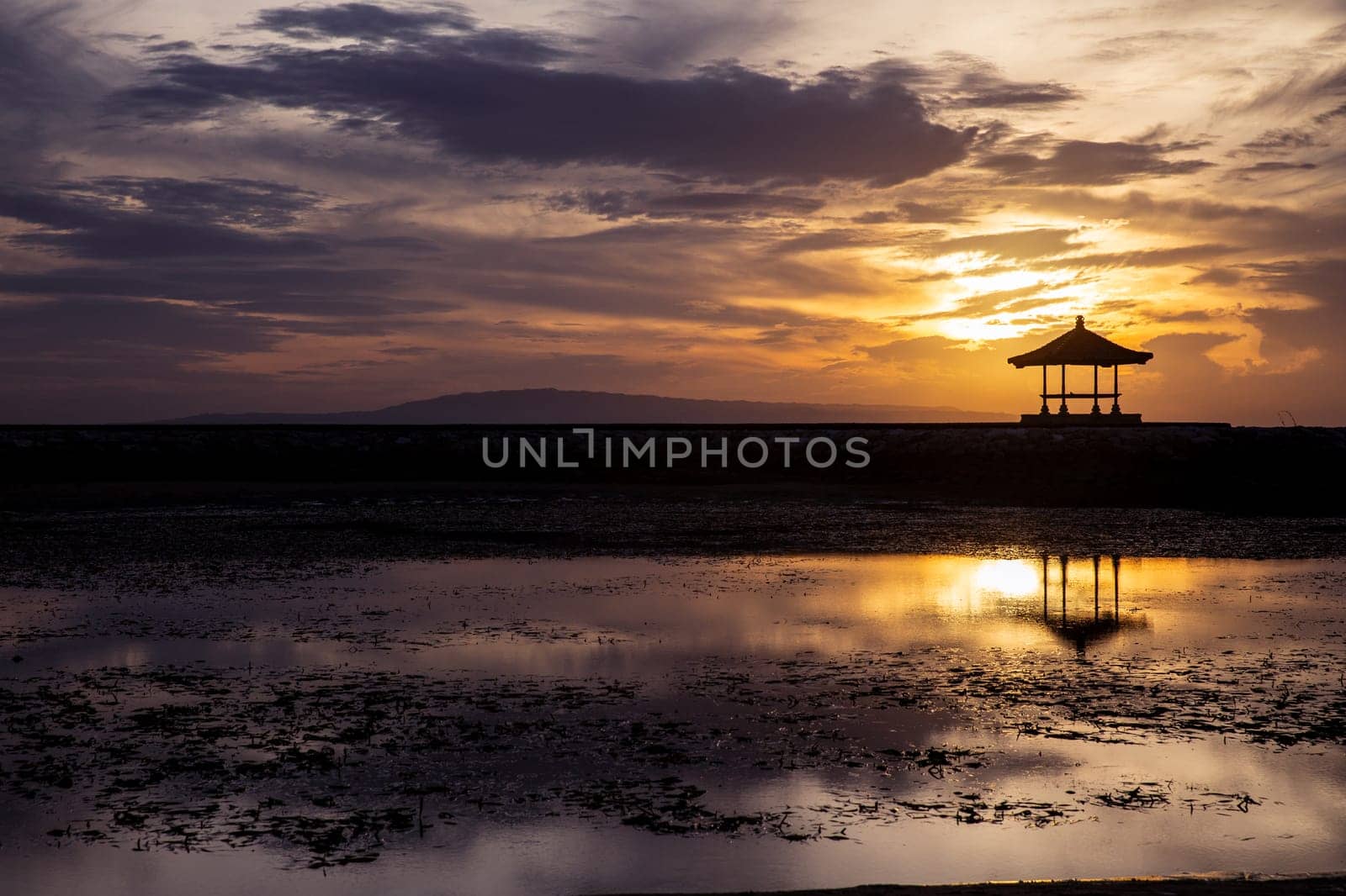 Sunrise in Bali with a Balinese Pavilion