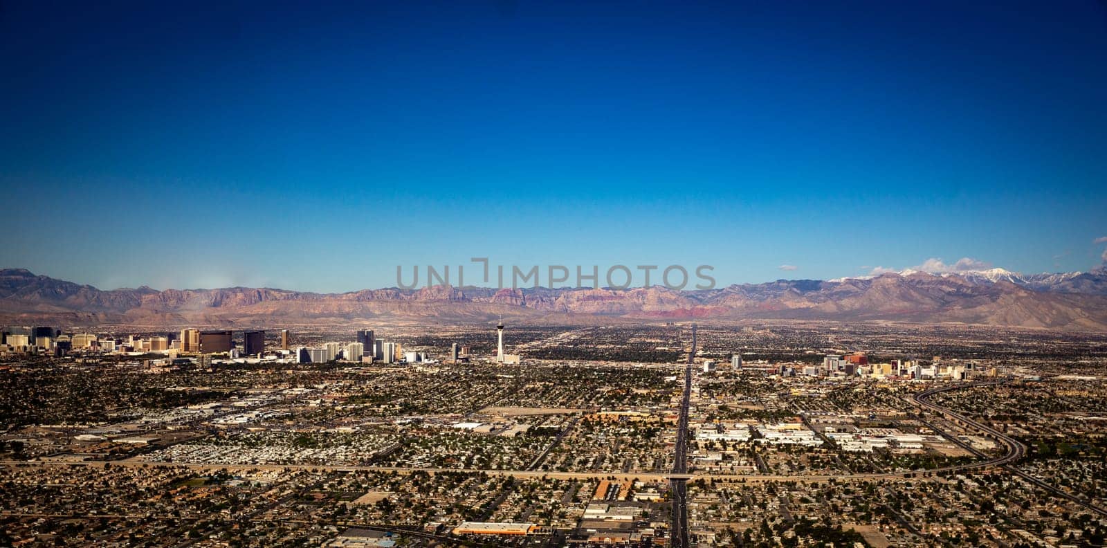 Panoramic View of Las Vegas shot from a Helicopter