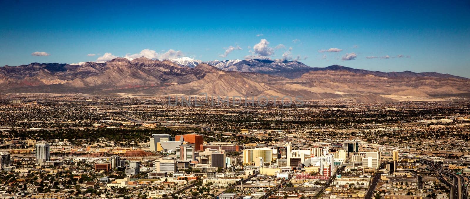 Las Vegas City Skyline shot from a helicopter