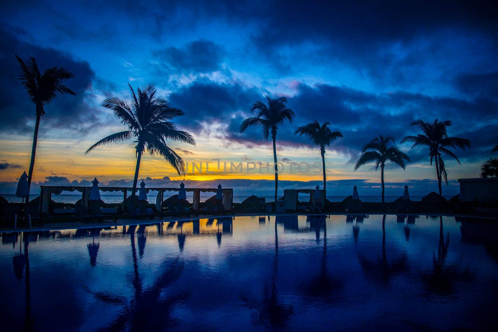 Resort sunrise in Mexico in the early morning