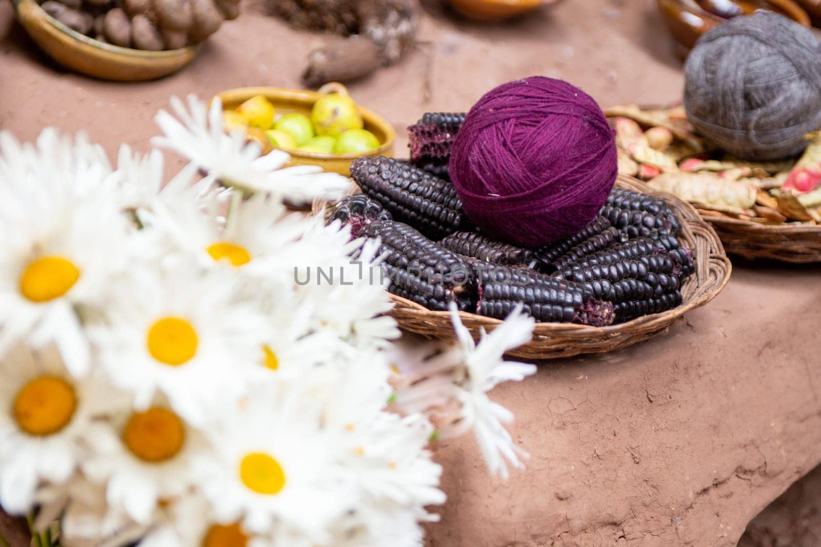 Peruvian wool thats been dyed showing the ingredients