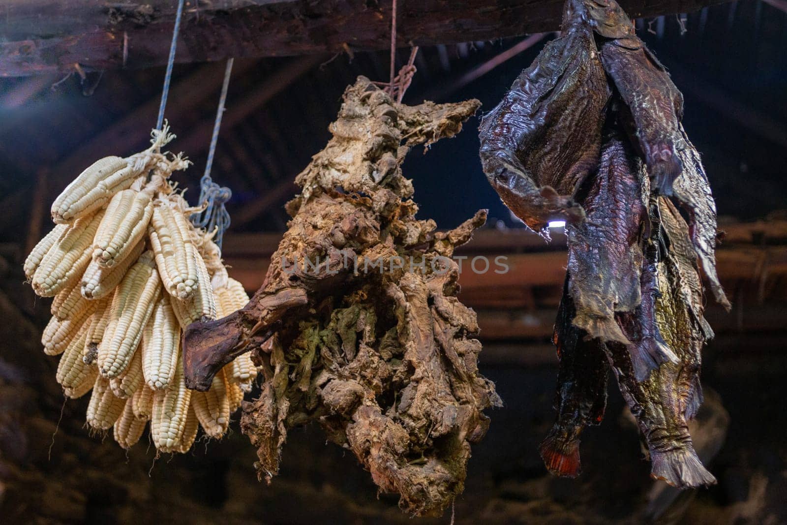 Hanging Dried Food in a village