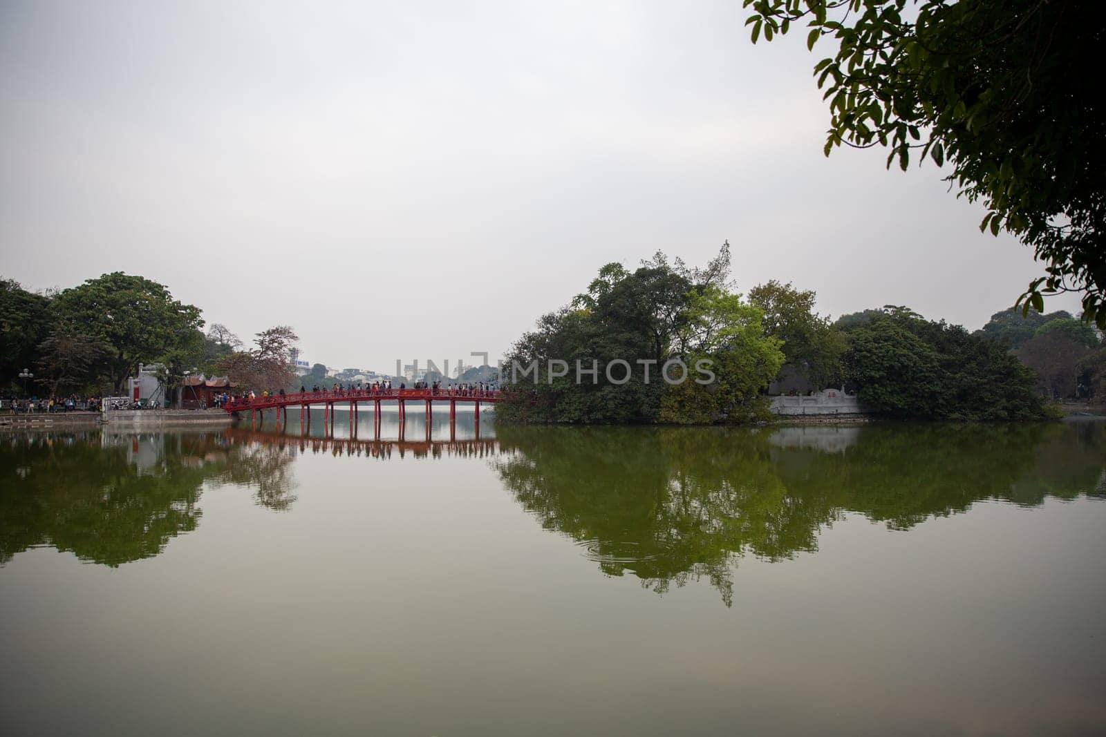 The Iconic red bridge in Hanoi, Vietnam