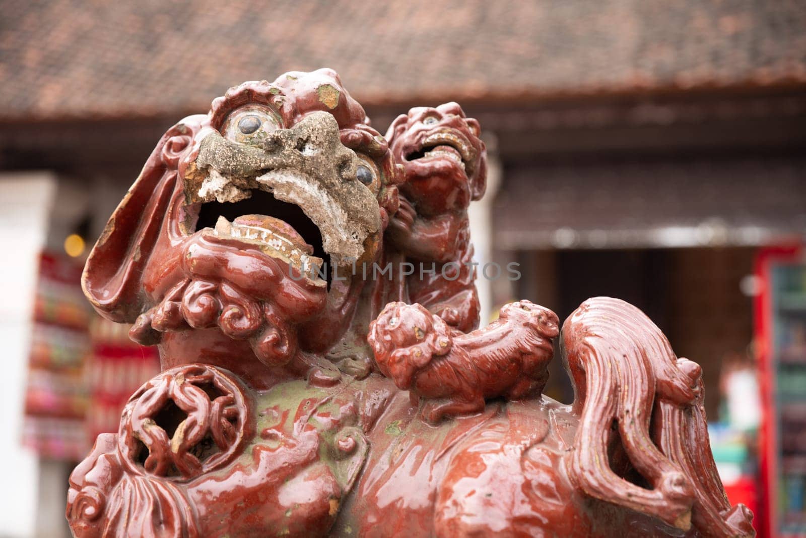 A Vietnamese statue of a lion at temple