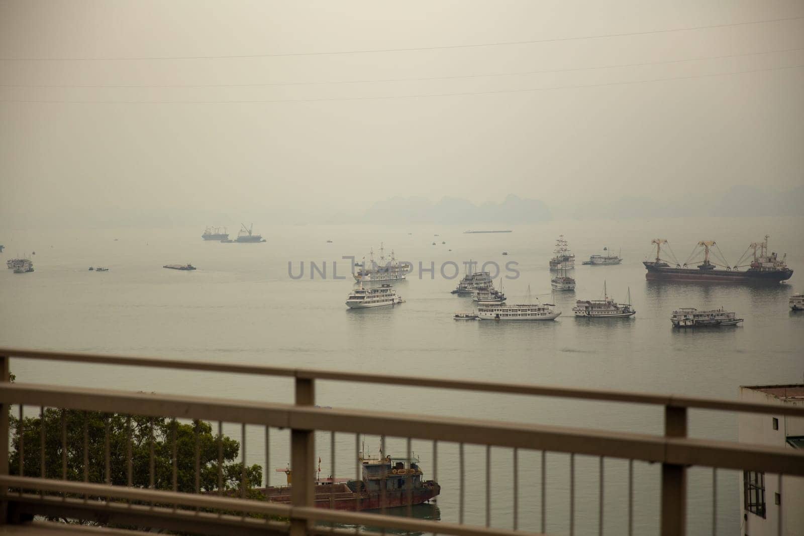 Halong Bay Cruise Ships all anchored in