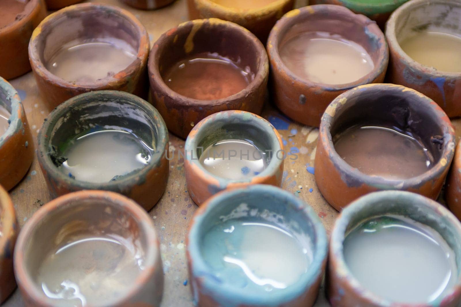 Peruvian paint cups ready to be filled with paint