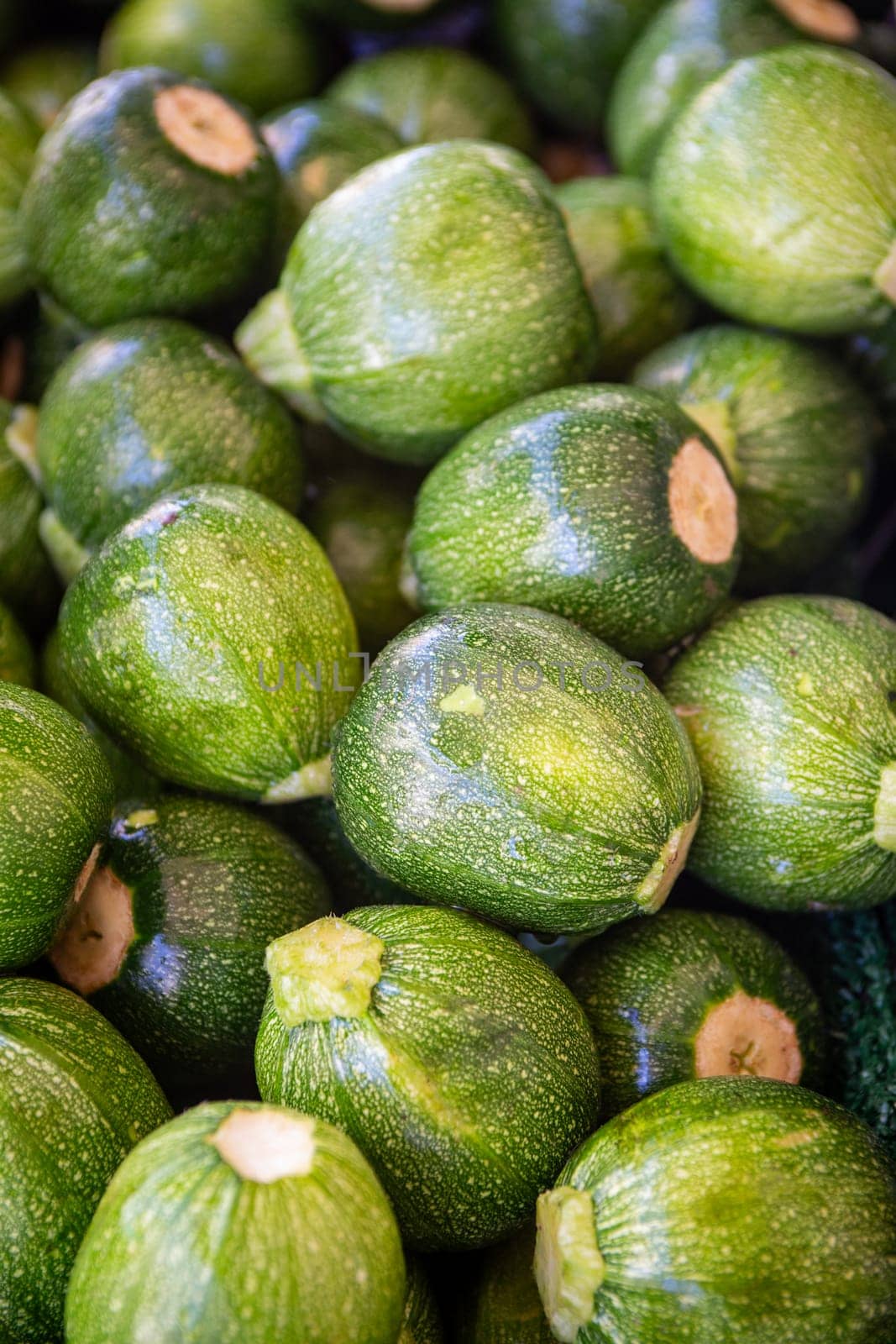 Bunch of Organic Dwarf Zucchinis at the market