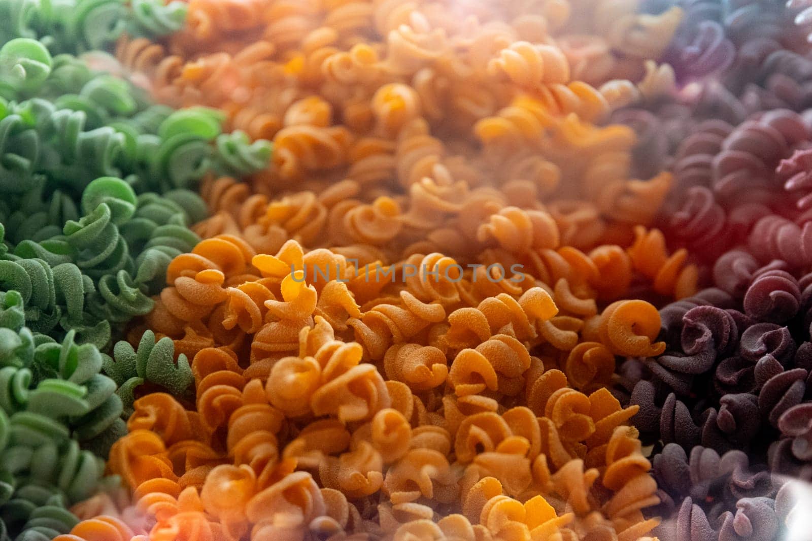 Variety of Spiral Pasta freshly made