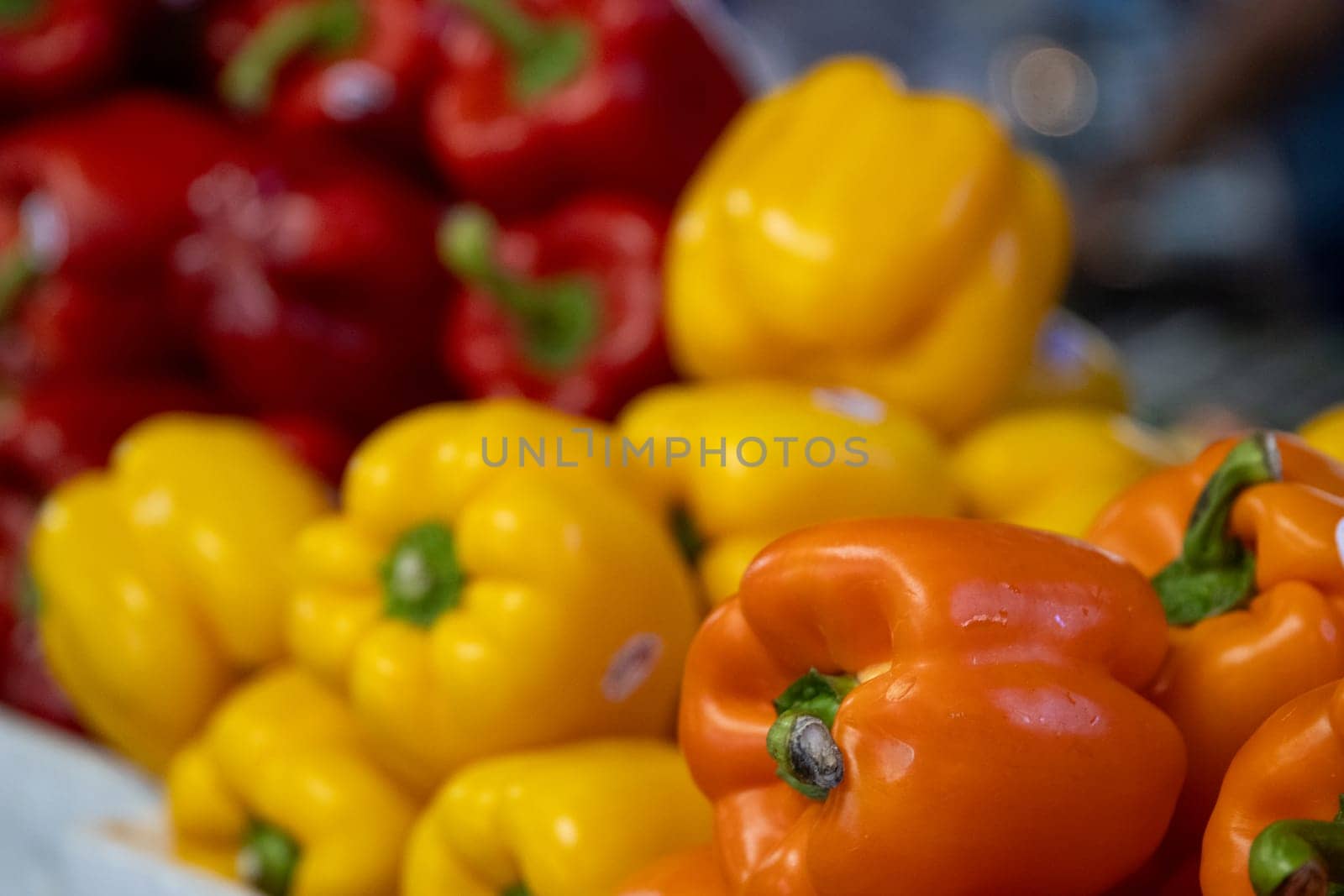 Organic Bell Peppers at a market stall