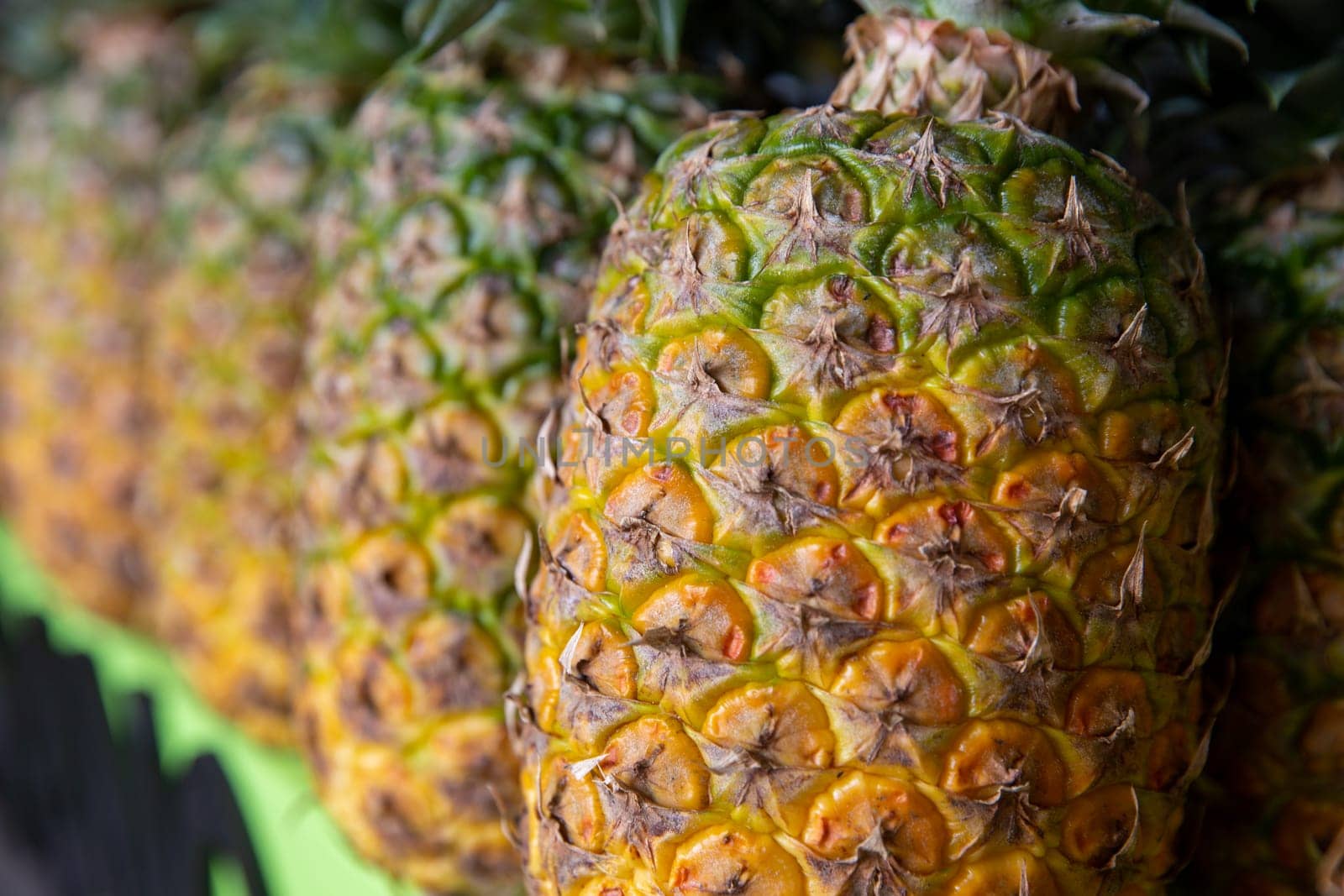 Pineapples shot close up showing details