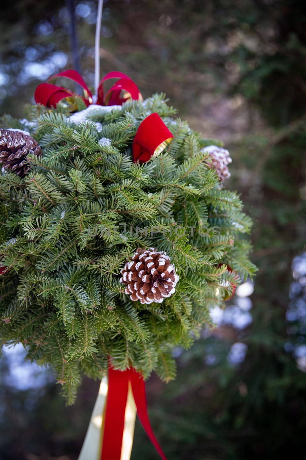 Holiday Christmas Kissing Pine Ball
