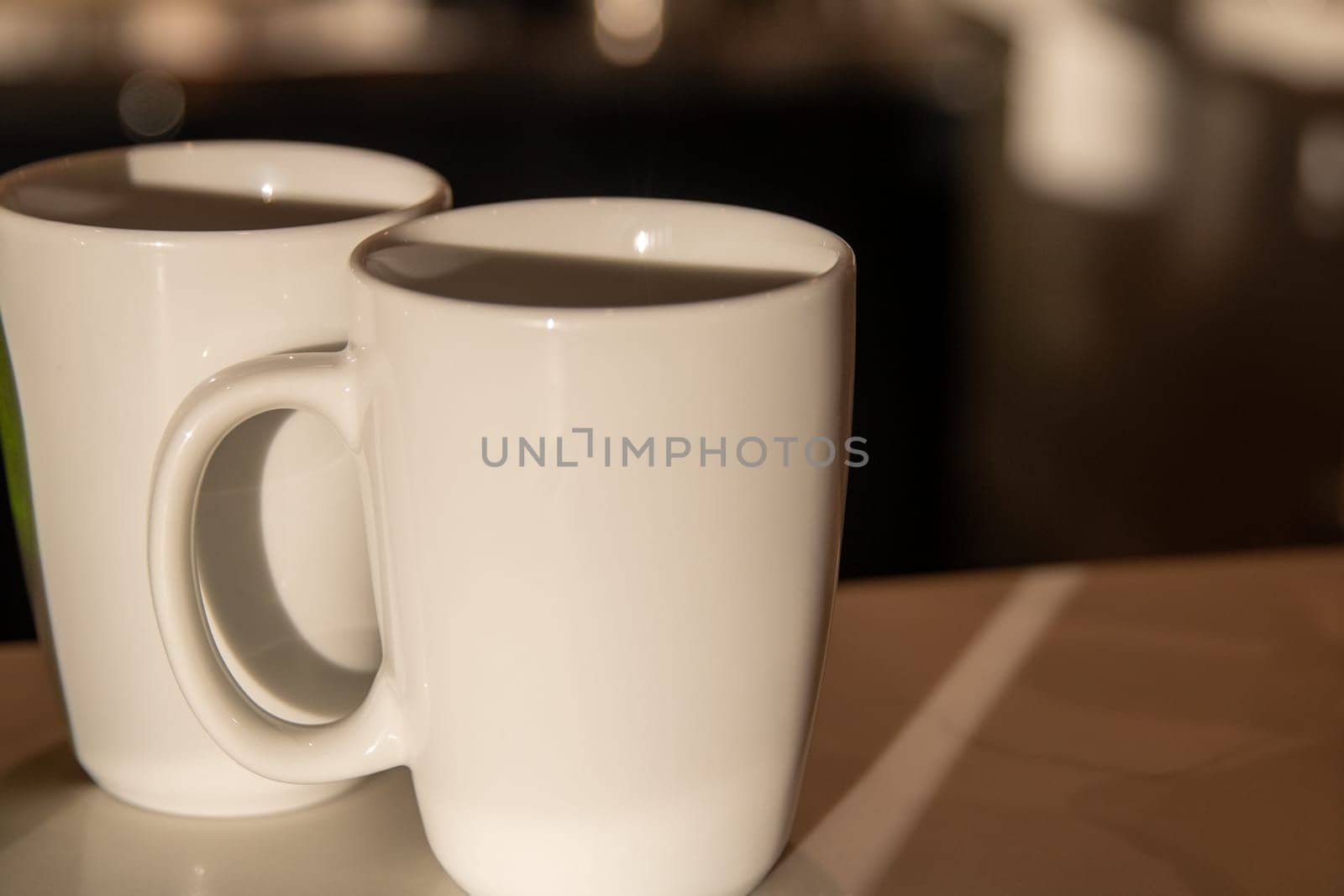 Duo of Coffee or tea mugs ready for beverage