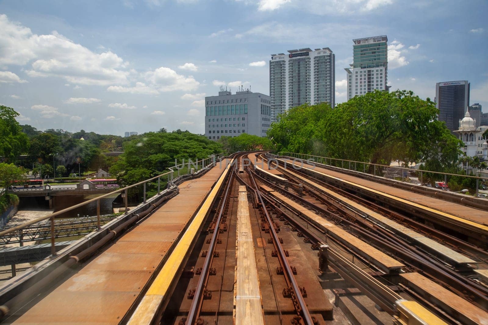 Light rail tracks in Kuala Lumpur, Malaysia
