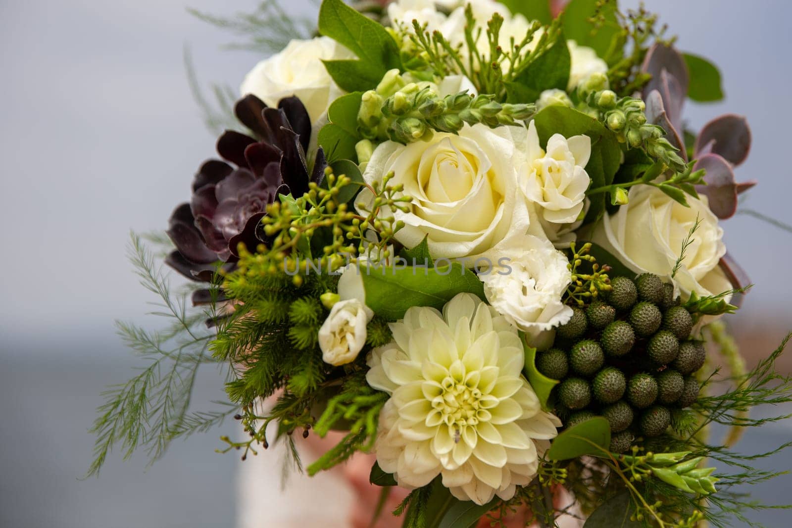 Desert flowers in a wedding bouquet for a bride