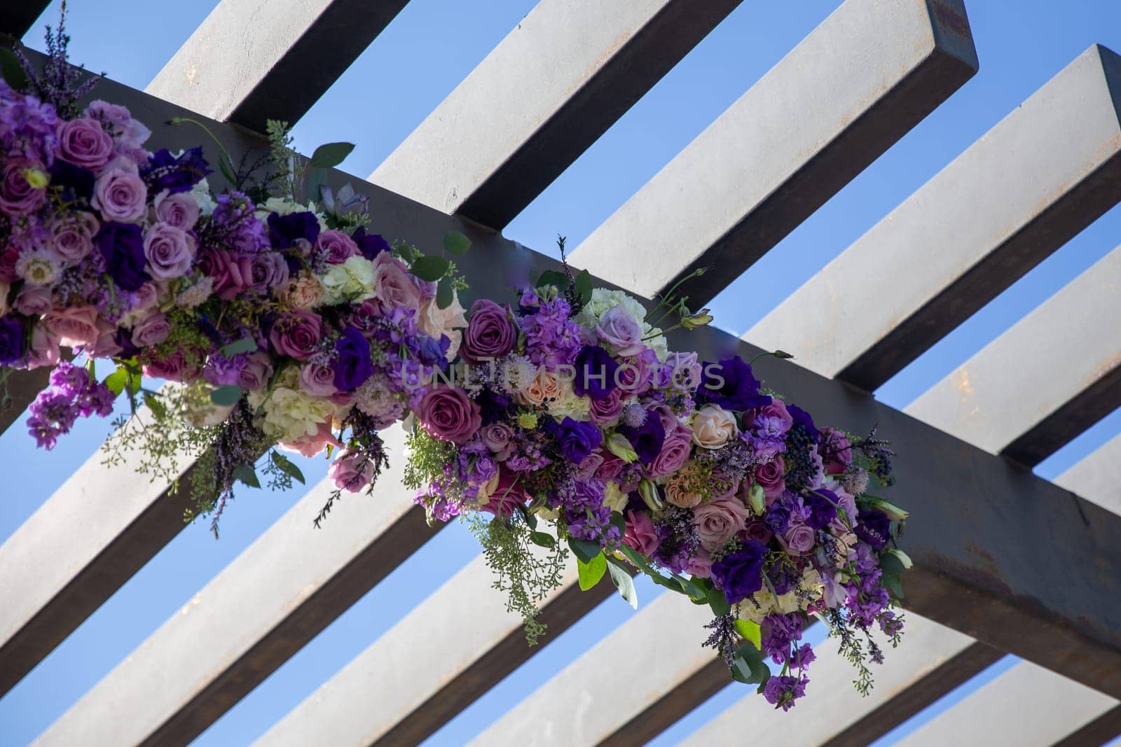 wedding overhead display decorated with flowers