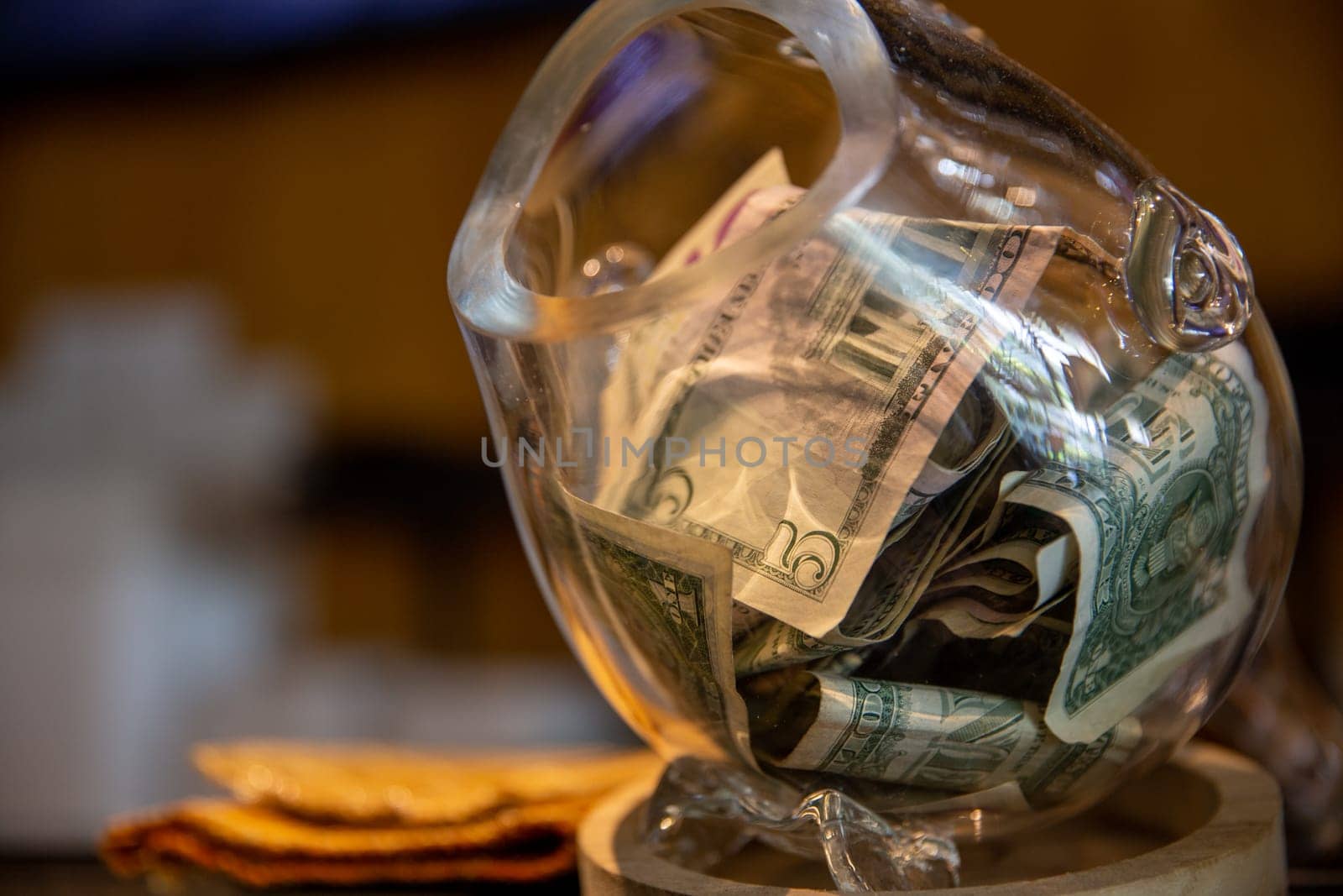 Filled Tip Jar at a Japanese Restaurant