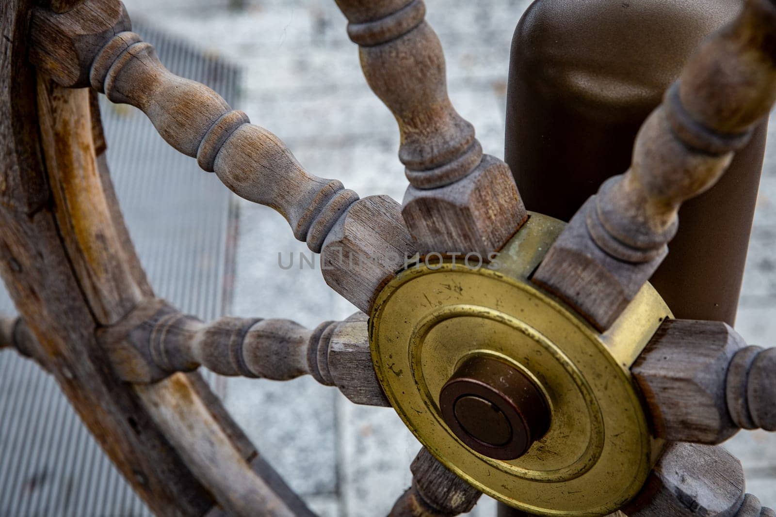 Vintage Boating Steering Wheel shot close up