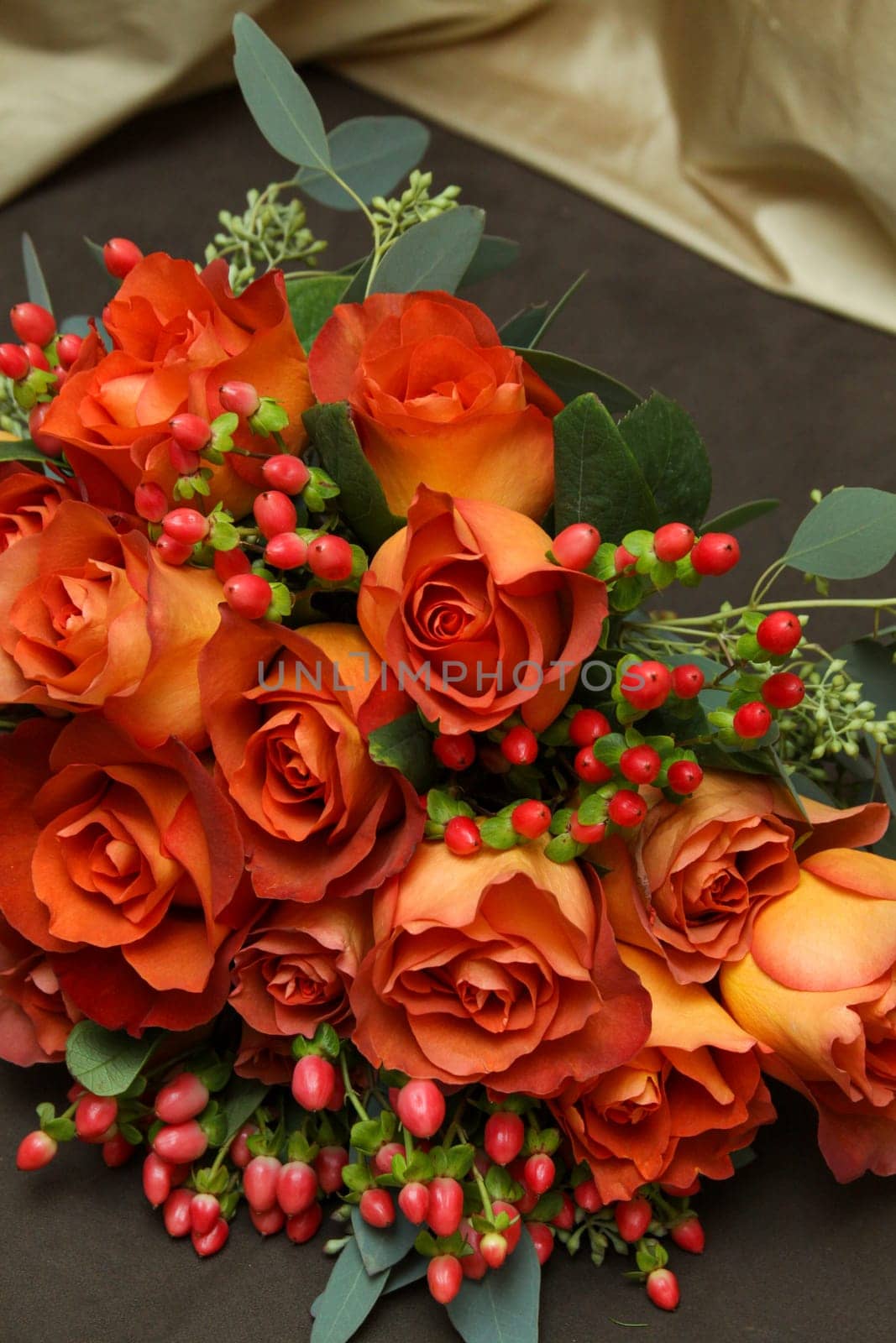 Red Orange Roses for a wedding