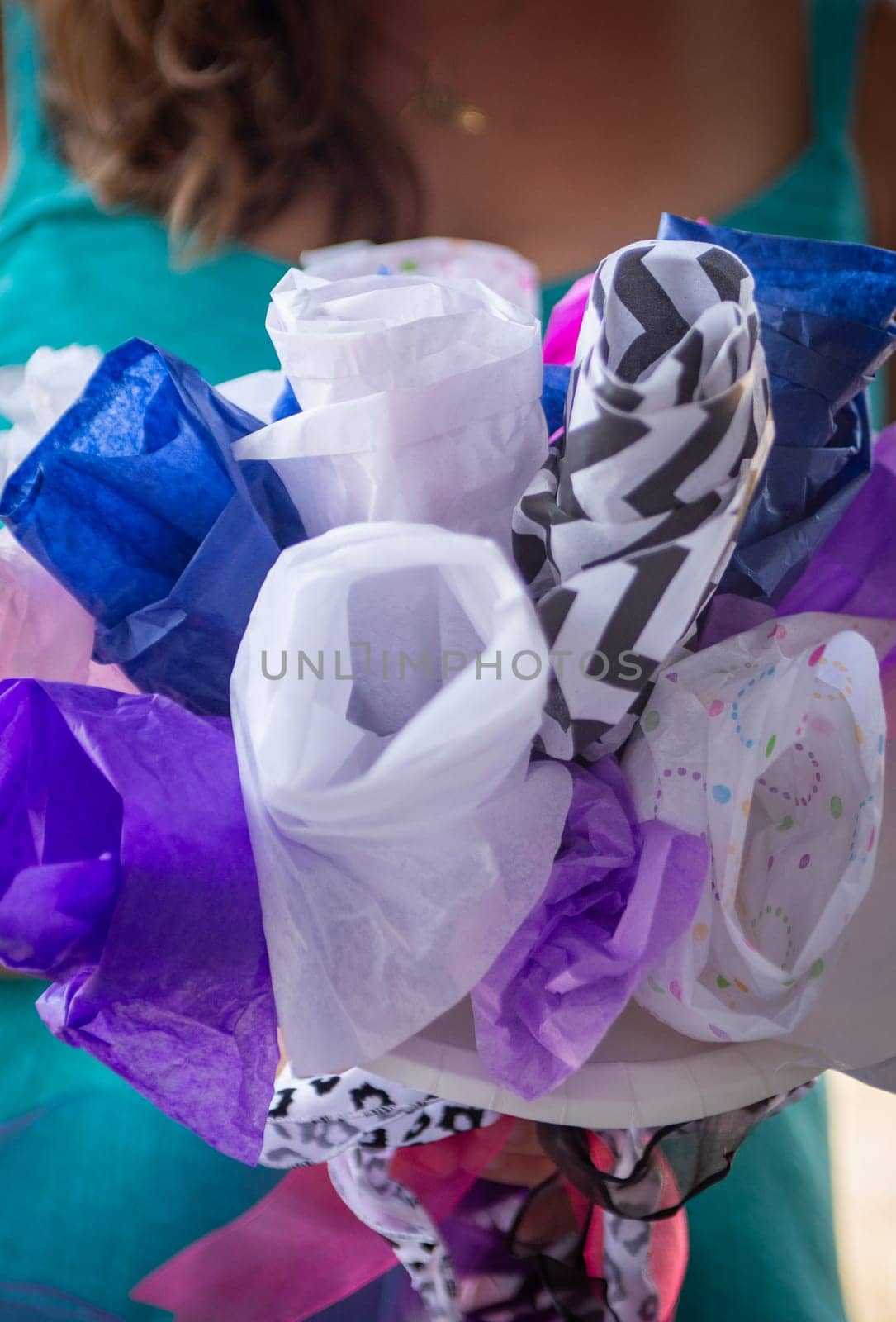 Tissue Bouquet for a bridal shower in different colors and patterns