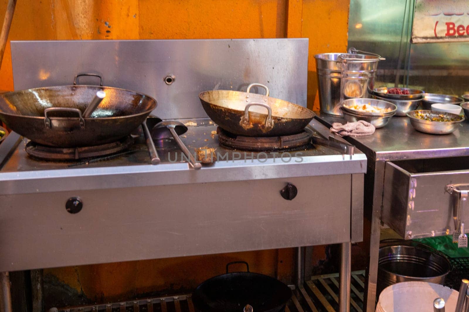 An Outdoor asian kitchen for street food