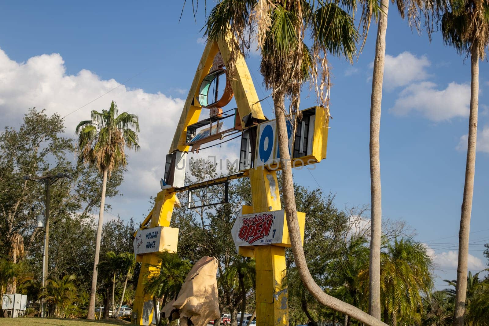 The Shell Factory Demolished Sign after Ian