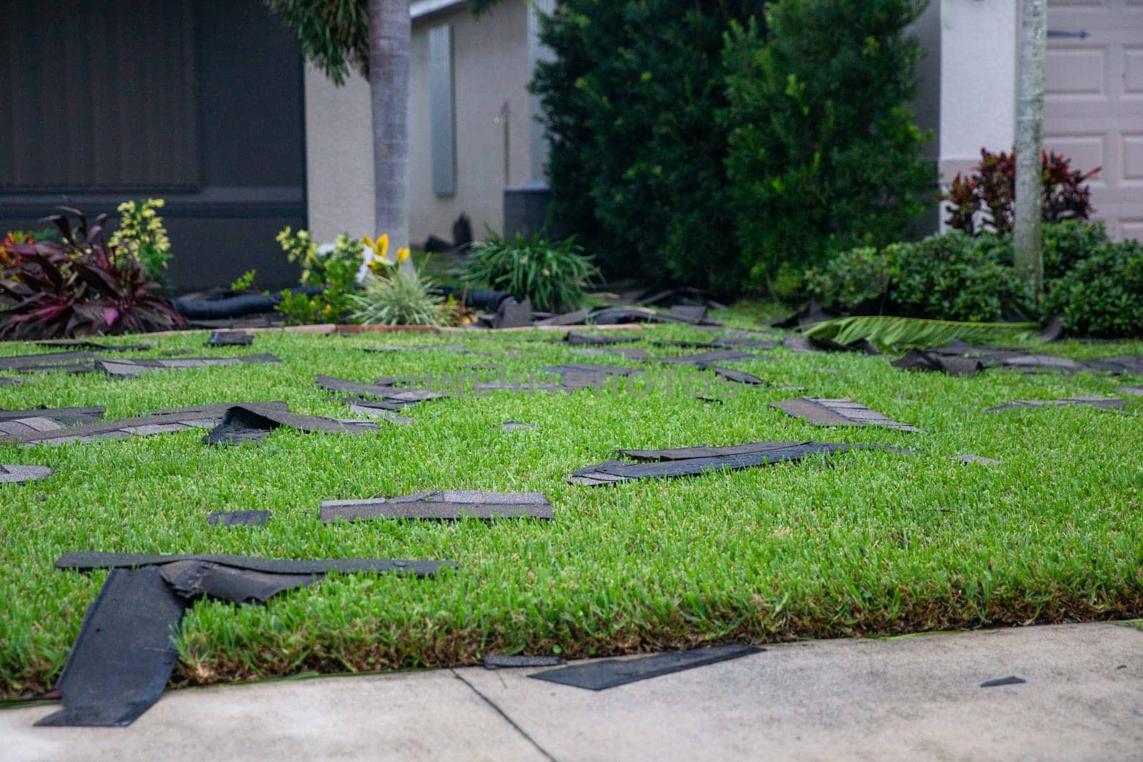 Suburban damage from Hurricane Ian