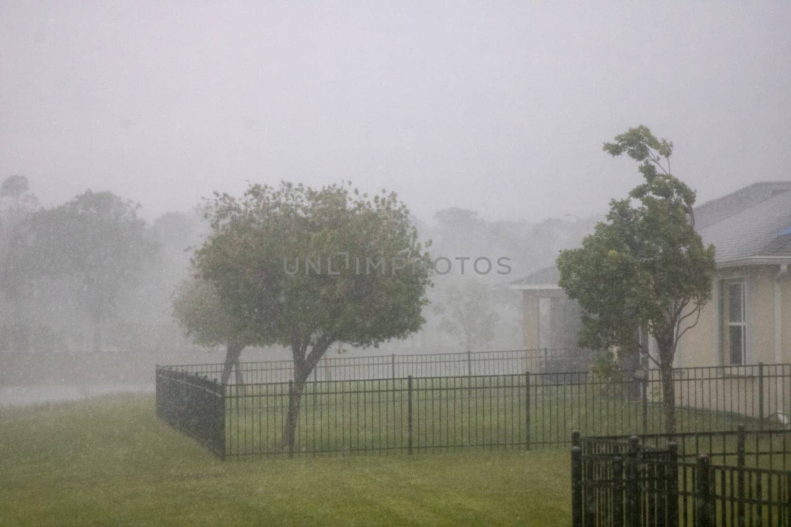 Florida Severe Thunderstorm downpour in a community